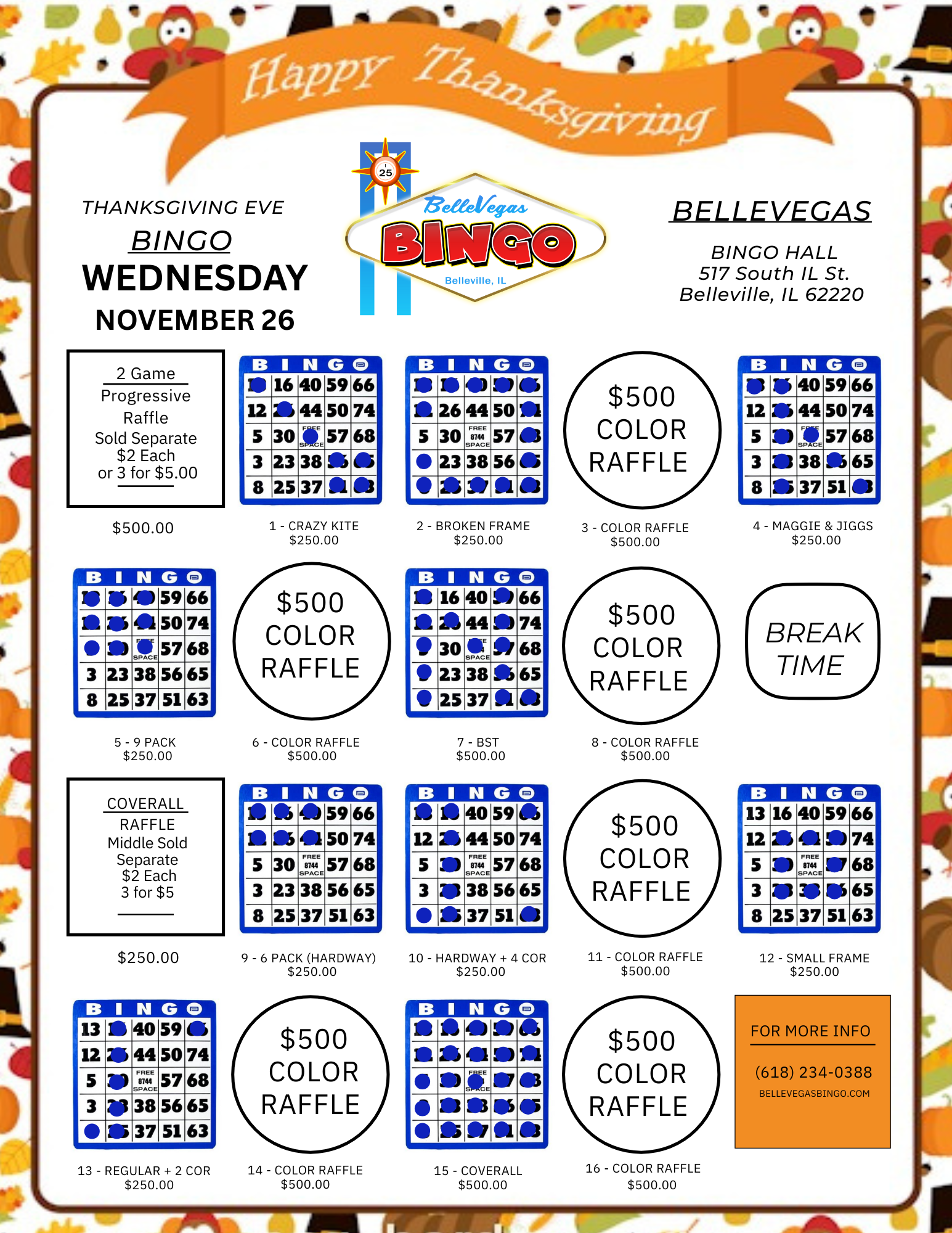 ThanksGiving Eve Bingo Flyer